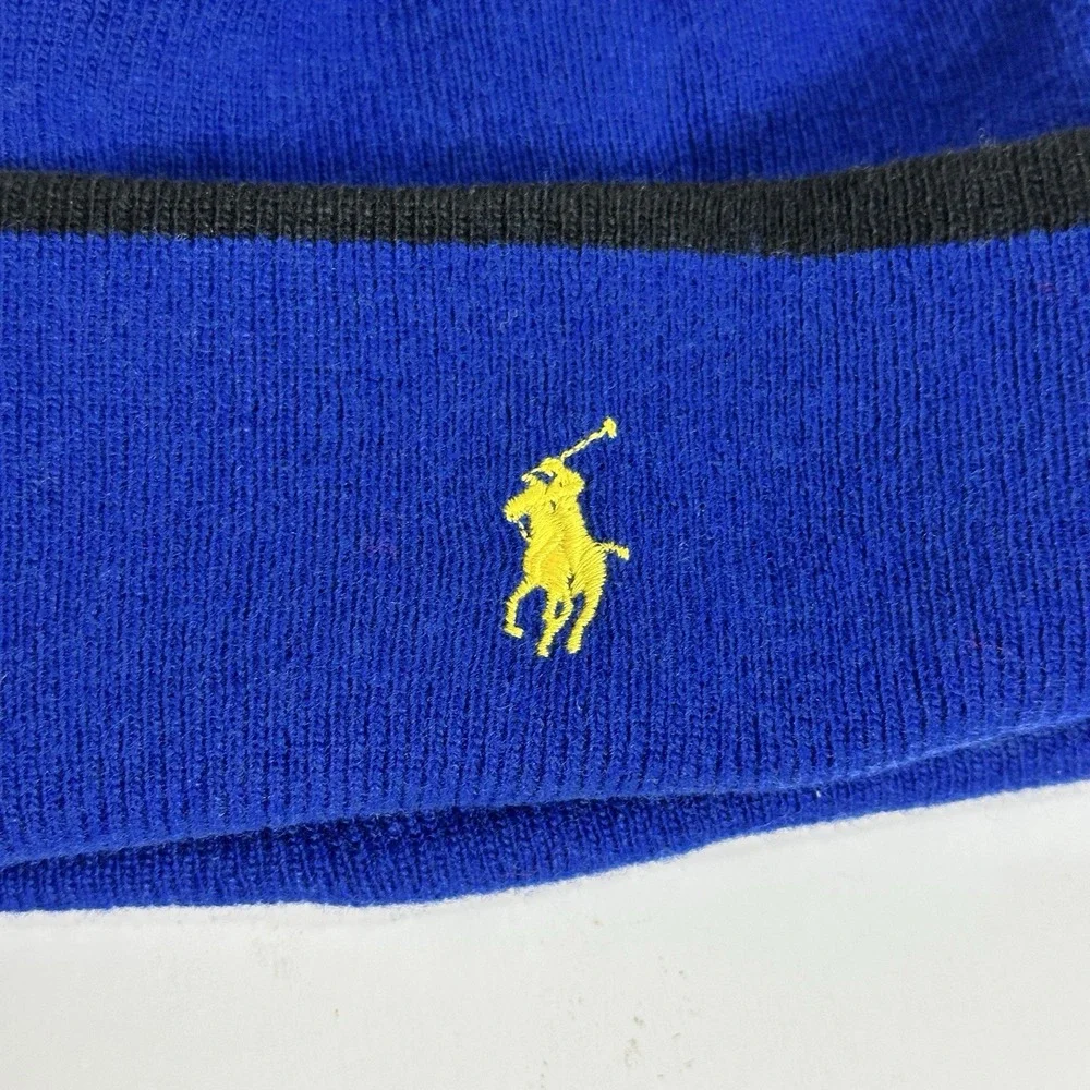 Polo Ralph Lauren Reversible Big Pony Knit Beanie Black Ski Hat Cap One Size NEW